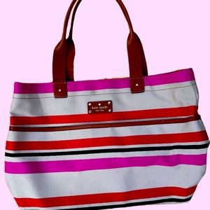 Kate Spade Oak Island Pink Striped Tote